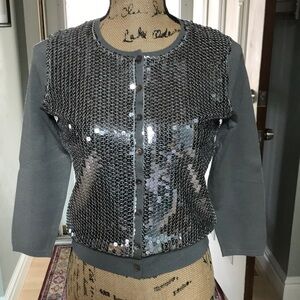 Augusta Silk Gray/Silver Sweater, 3/4 Sleeves, Size Sm/Med.